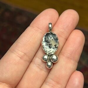 Dendritic Opal sterling silver pendant